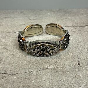 SIA Vintage Silver and Black Cuff Bracelet